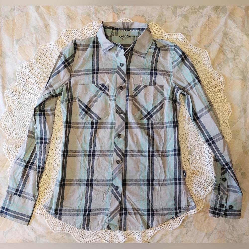 WOODS Dawson Shaded Spruce Button Down Cotton Flannel Size XS
